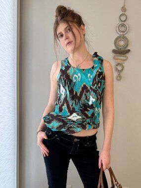 y2k boho ruffle embellished cotton tank top blouse